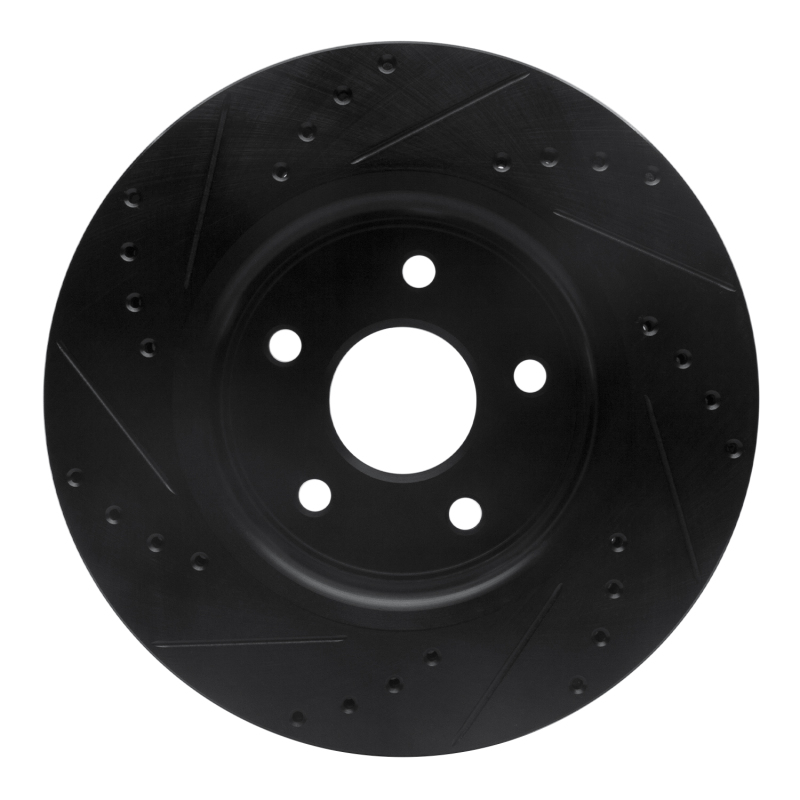 Jeep Commander Brake Rotor (1) - Front Right - R1 Concepts - Drilled & Slotted - Black - `05-`10
